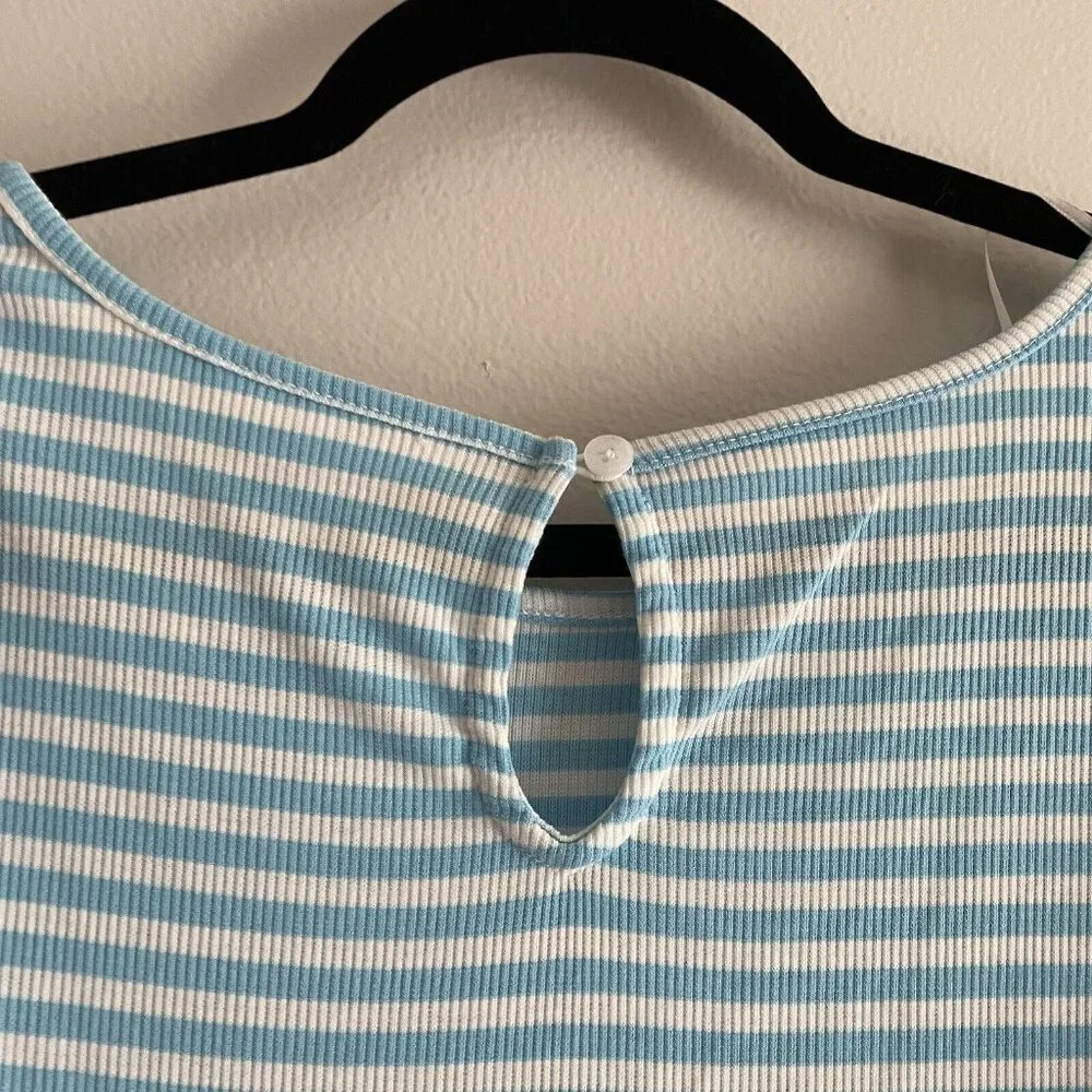 LC Lauren Conrad Women Plus XXL Blue/White Striped Short Sleeve Shift Dress - Picture 11 of 11